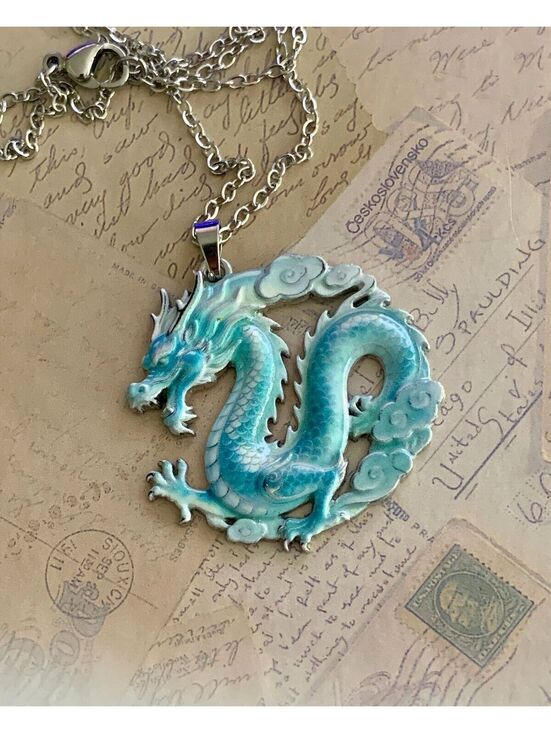 Other - Unique Blue Dragon Pendant Necklace - Eye-Catching Statement Jewelry